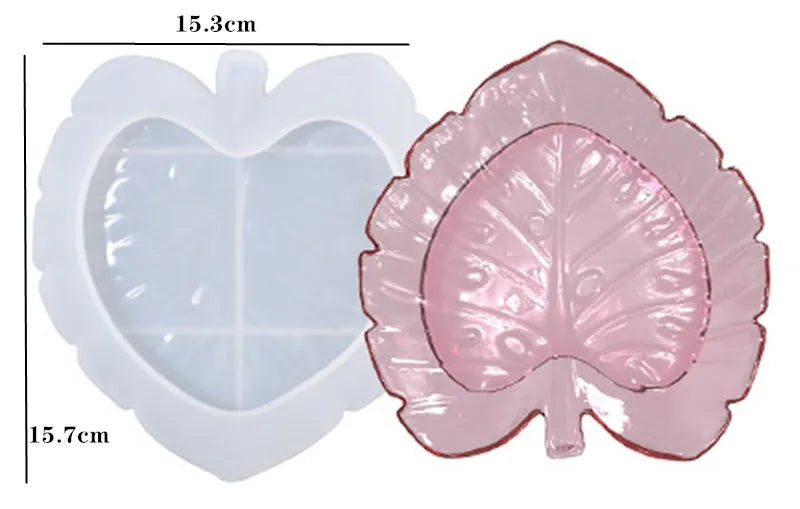 Three-layer fruit-shaped silicone mold for epoxy resin art, used to create tea plates and decorative coasters.
