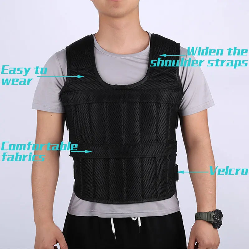 SHOWLU 20kg adjustable weighted vest in durable Oxford fabric, designed for fitness training and waistcoat exercise routines.