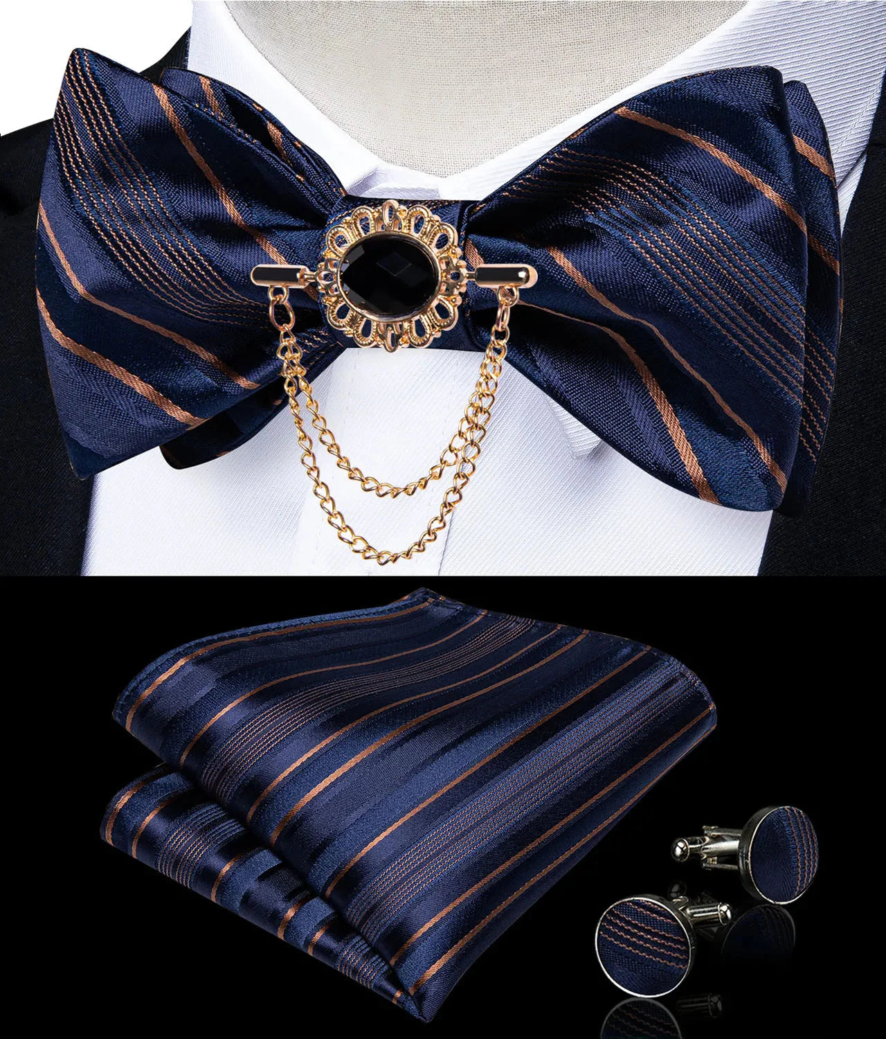 Pink plaid silk self-tie bow tie set with brooch and handkerchief, stylish men's accessory by SHOWLU FASHION STORE.