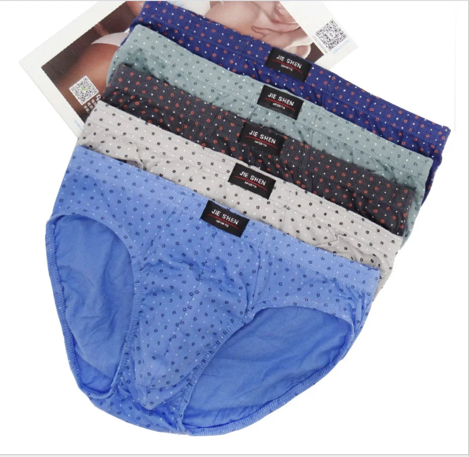 Showlu men's 100% cotton briefs in a 5-pack, solid knit comfortable underwear, casual and breathable everyday underwear