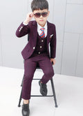 LUOBOBEIBEI boys formal plaid wedding suit set with blazer and pants, stylish 4-piece outfit for special occasions