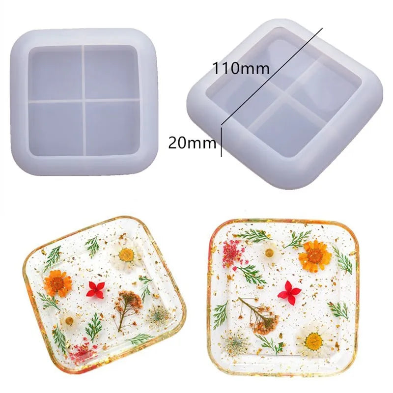 Three-layer fruit-shaped silicone mold for epoxy resin, used for DIY tea plates, disc coasters, and home decor crafts.