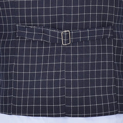 Tweed Mens Navy Business Vest Plaid Slim Fit Tweed Wool Single-breasted Cotton Tuxedos Waistcoat For Formal Wedding Groom