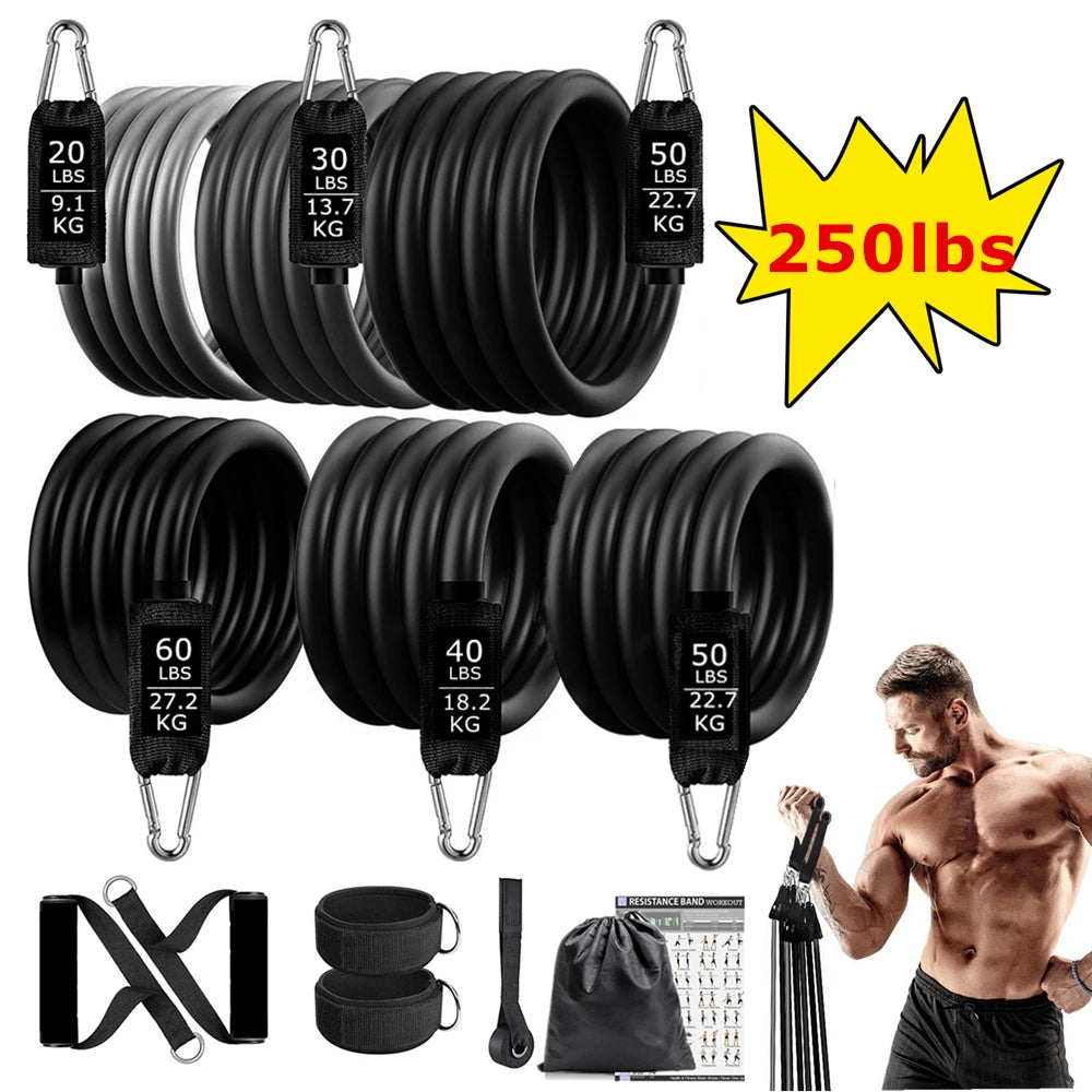 Showlu Smart General Resistance Band Pro Kit with multiple colored elastic bands for strength training and workout exercises.