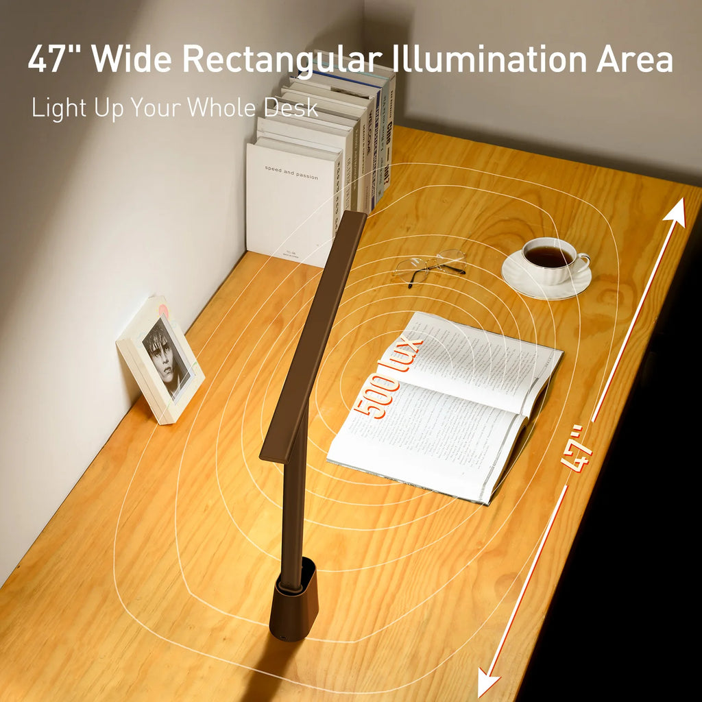 Rechargeable Baseus Smart Desk Lamp with adjustable arm and LED light, designed for modern workspace illumination.
