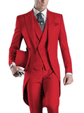 Men's black 3-piece slim fit tuxedo with peaked lapels, designed for weddings, by SHOWLU FASHION STORE.