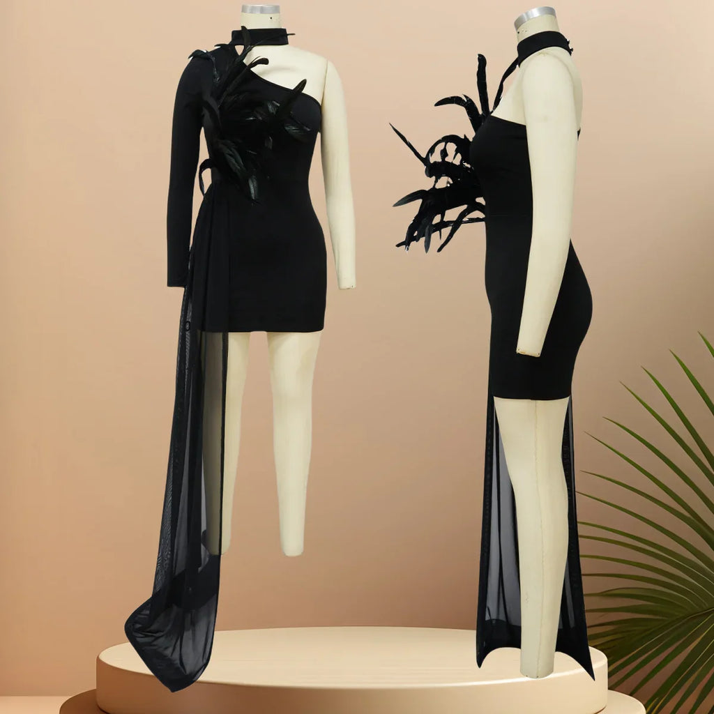 Y&H Women's strapless fur short evening party dress in sexy pencil style, featuring luxurious fur details and fitted silhouette.