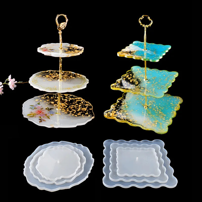 Three-layer fruit-shaped silicone mold for epoxy resin art, used as tea plate or cup pad for home decoration.