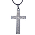 Showlu stainless steel Bible cross pendant necklace for men and women, featuring a detailed religious cross design.