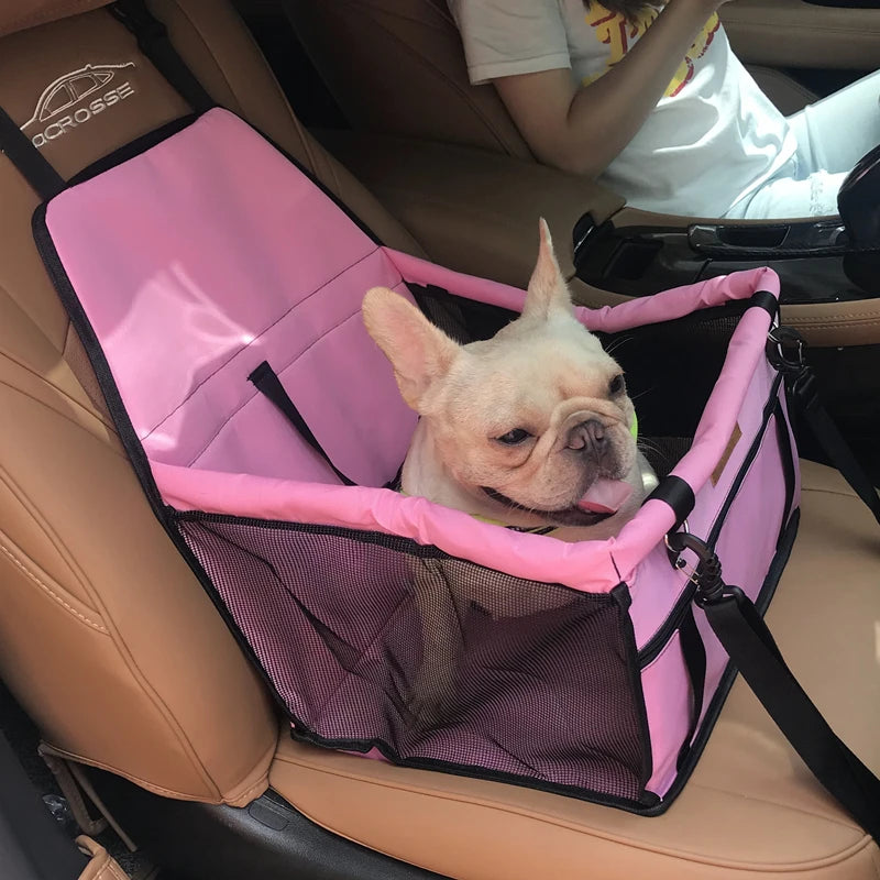 Showlu Smart General portable small dog car seat carrier bag with mesh sides and adjustable strap for travel comfort.