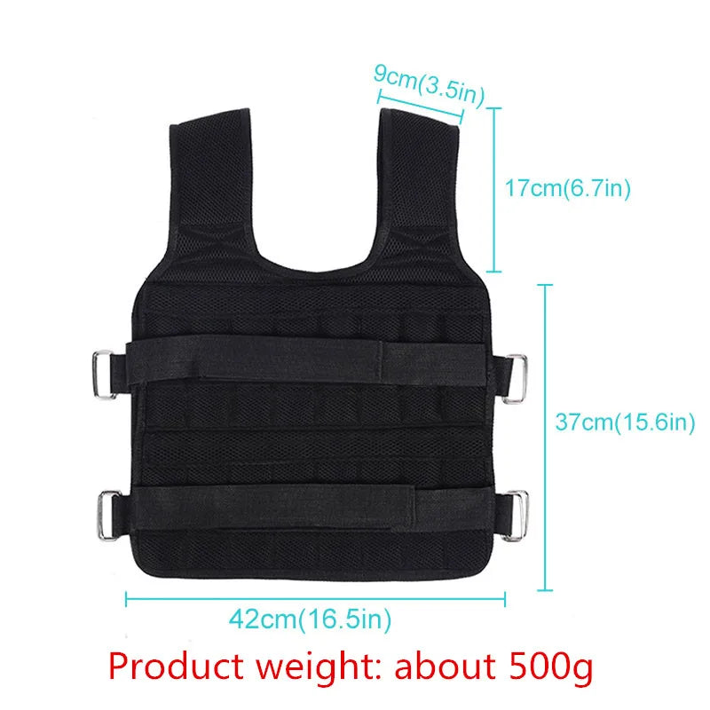 SHOWLU 20kg adjustable weighted vest in Oxford fabric, fitness waistcoat for strength training and workout exercises.