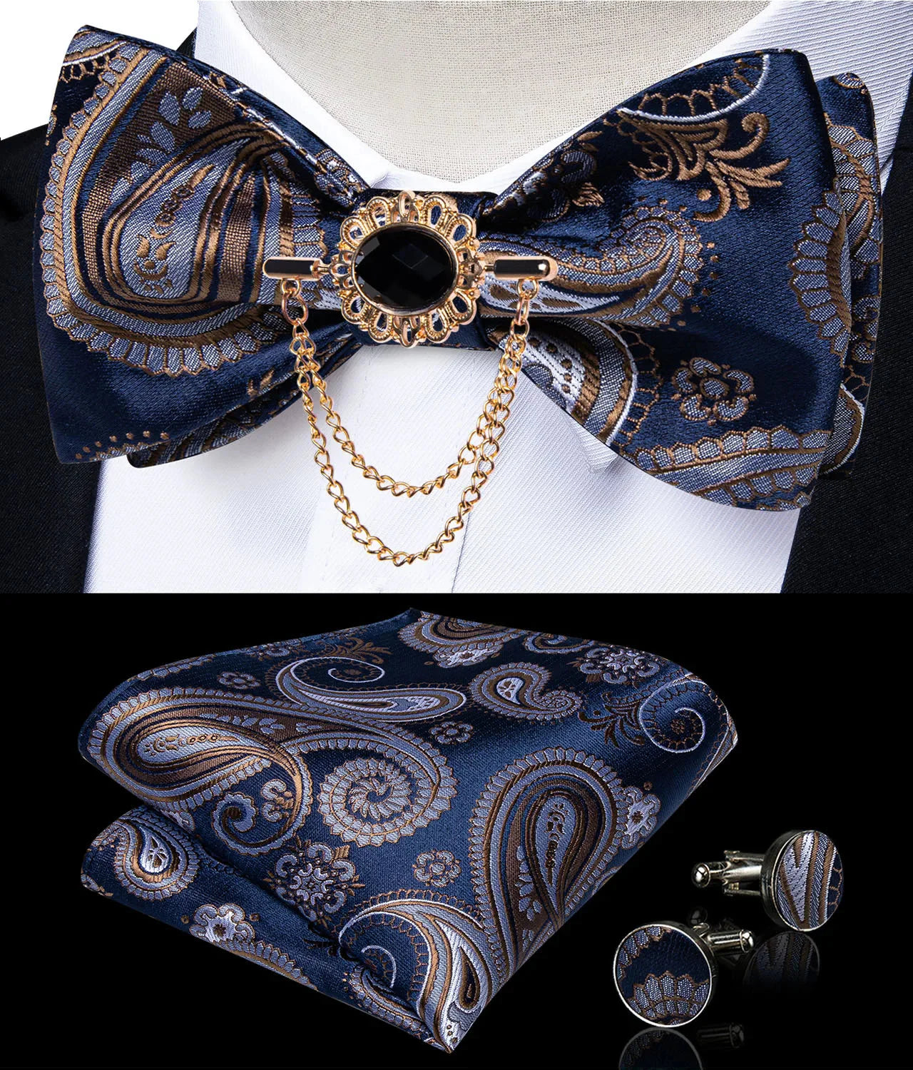 Pink plaid silk self-tie bow tie set with brooch and handkerchief, stylish men's accessory by SHOWLU FASHION STORE
