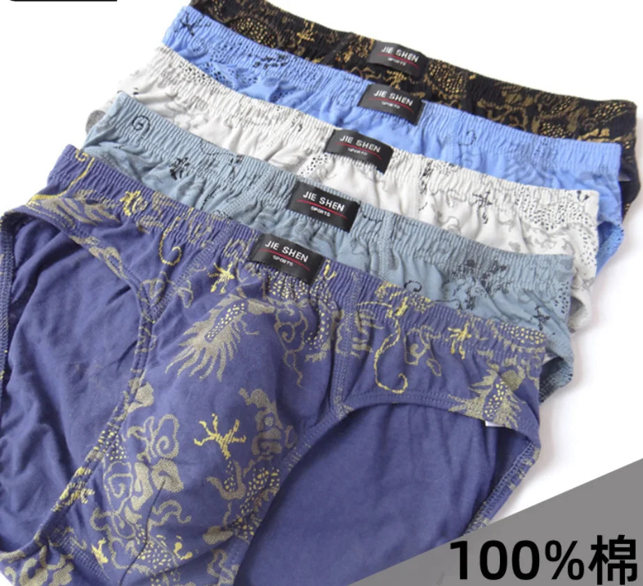 Showlu men's 100% cotton briefs in a 5-pack, solid knit underwear with a comfortable fit and classic design.