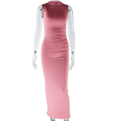 Milk Silk Elegant Woman Modest  Casual Summer Beachwear Sexy Sleeveless Bodyon Classic T Shirts Dresses for Women