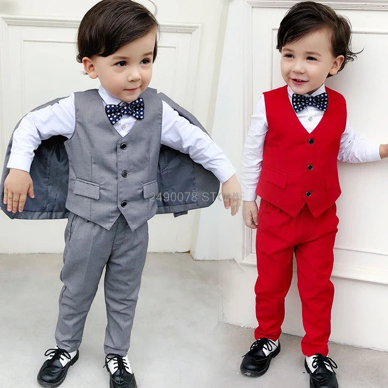 Luoobeibei boys 3-piece wedding suit including tuxedo jacket, dress shirt, and pants, for formal occasions and special events.
