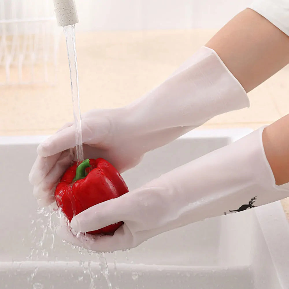 Showlu Smart General silicone dishwashing scrubber gloves with textured surface for effective cleaning and hand protection.