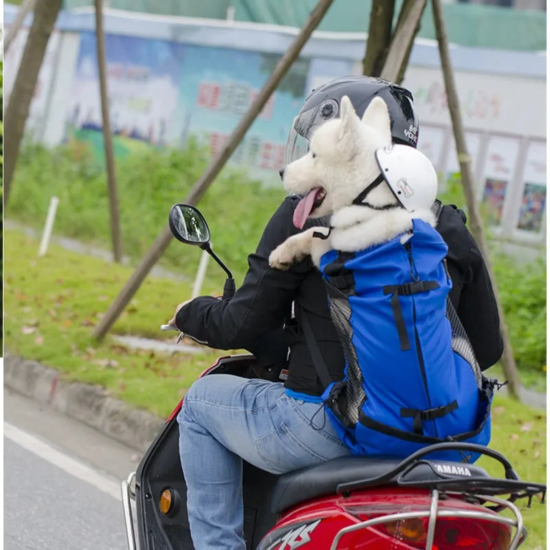 Breathable nylon dog carrier backpack by Showlu Fashion Store, designed for hiking and travel with a secure, comfortable fit for pets.