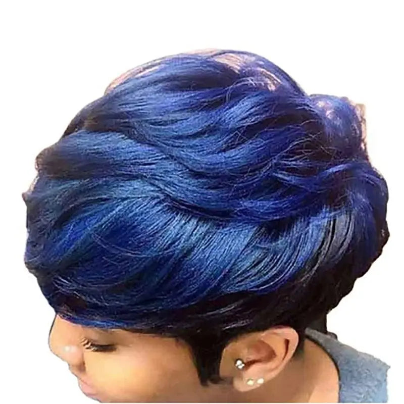 Short curly synthetic wig for women, African American style by Hairjoy, featuring natural black color and voluminous curls.