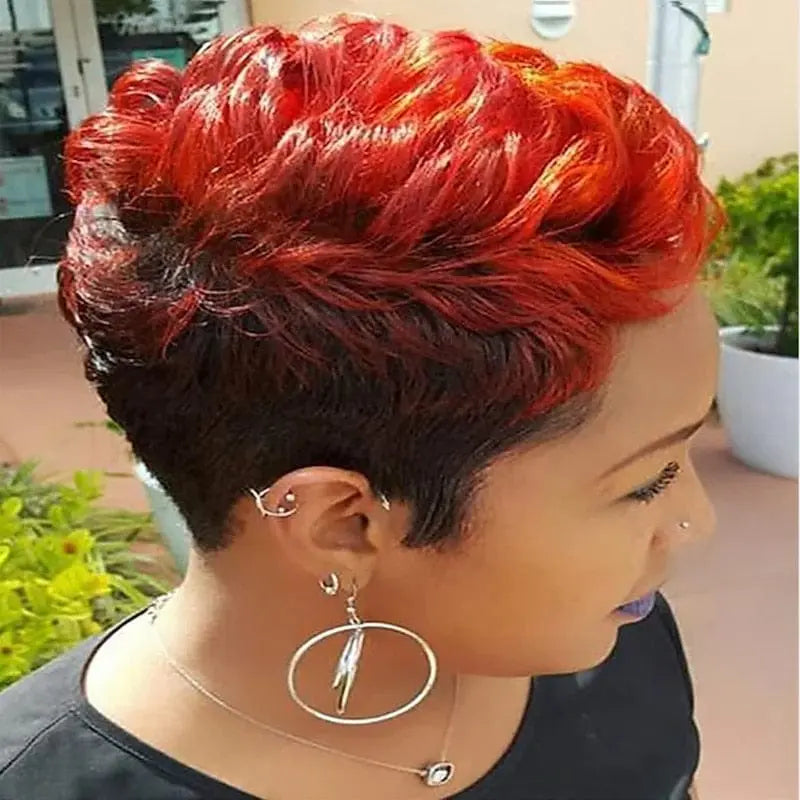 Short curly synthetic wig for women, African American style by Hairjoy, featuring natural black hair and a chic, voluminous look.