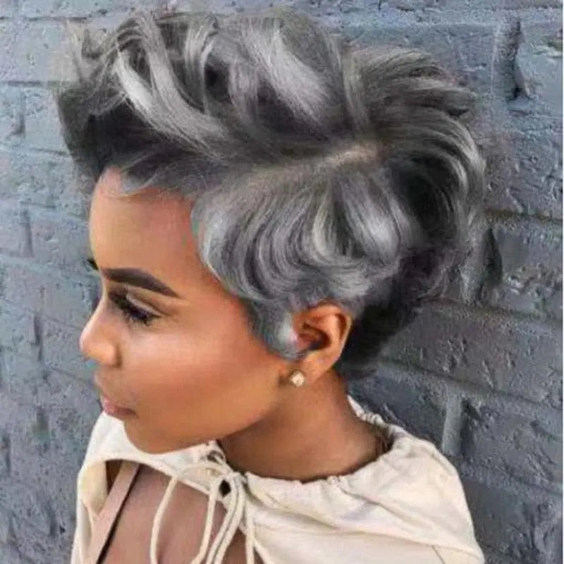 Short curly synthetic wig for women, African American style, by Hairjoy. Showlu Fashion Store product image.