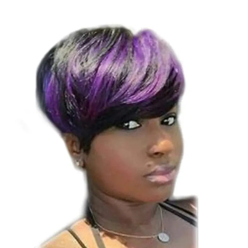 Short curly synthetic wig for women by Showlu Fashion Store, African American style with natural black curls.