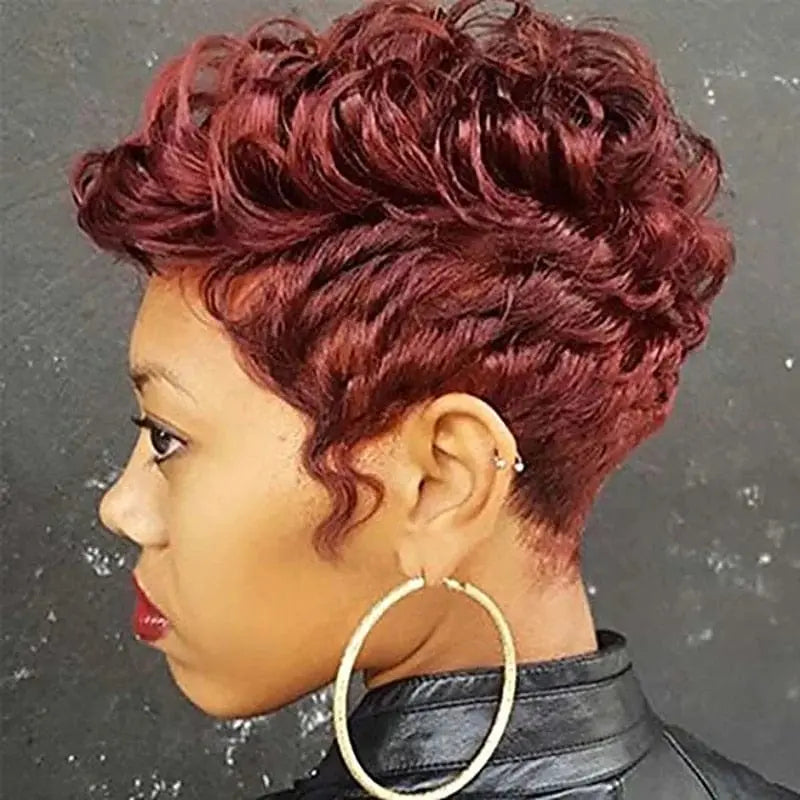 Short curly synthetic wig for women with African American style by Hairjoy, featuring natural black hair and a stylish, voluminous look.