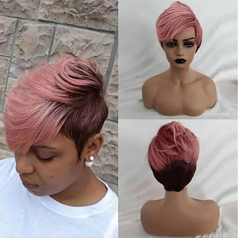 Short curly synthetic wig for women featuring African American style, showcasing voluminous dark hair with natural curls.