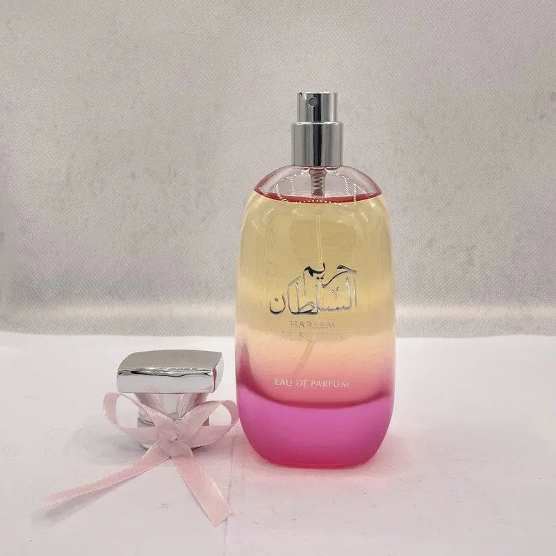 Arabian Hareem Al Sultan perfume for women with romantic bow design, featuring Middle Eastern floral and oriental fragrance notes.