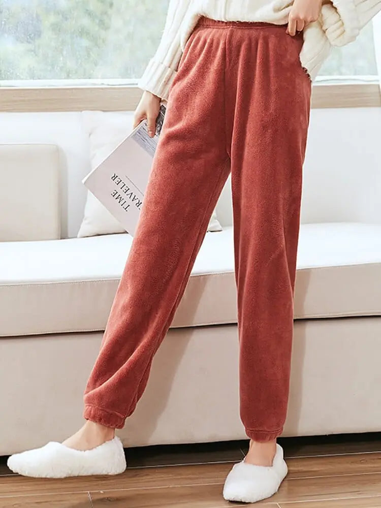 HELIAR women's velvet ribbed fleece pajama set featuring a cozy pullover and pants for autumn and winter loungewear.