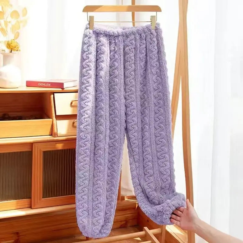 HELIAR women's velvet ribbed fleece pajama set with pullover and pants, cozy winter loungewear from Showlu Fashion Store.