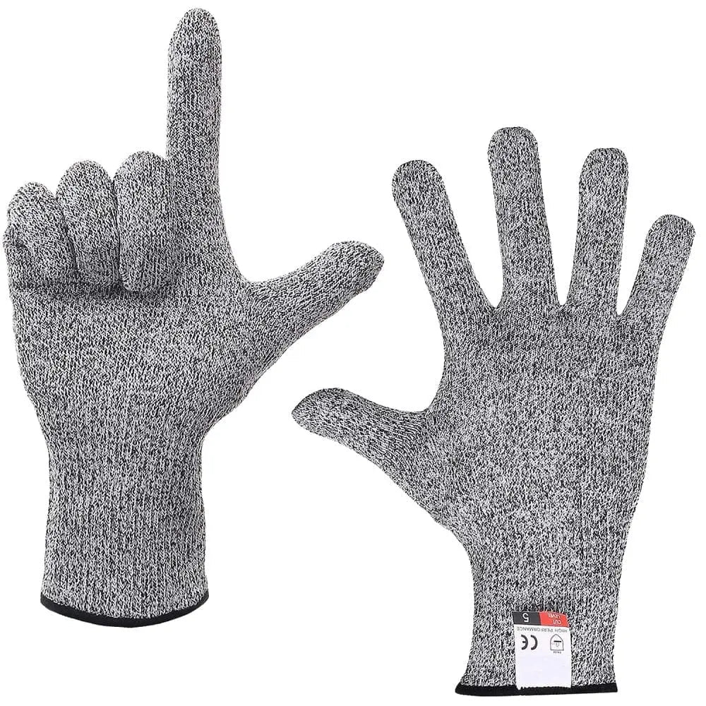 Showlu HPPE Level 5 anti-cut safety gloves for high-strength protection in industry, kitchen, gardening, and glass cutting tasks.