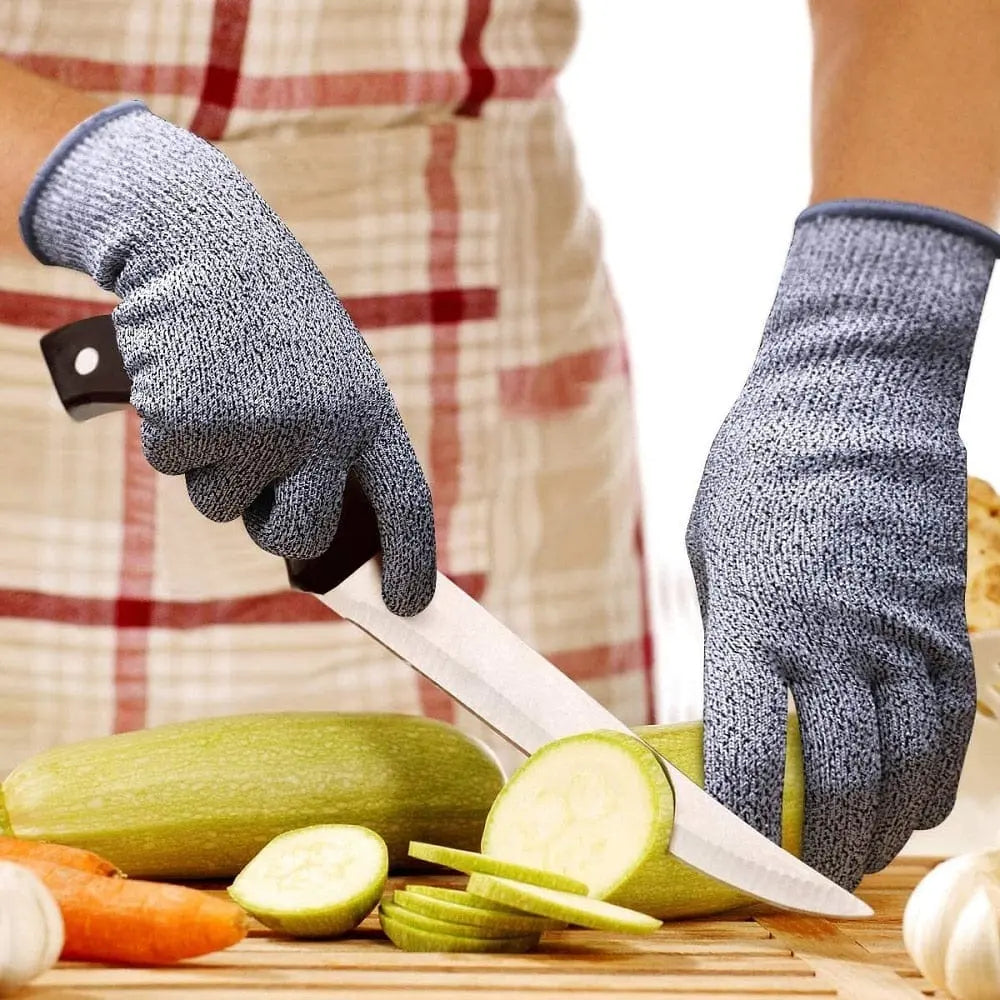 Showlu HPPE Level 5 anti-cut safety gloves with high-strength protection for industrial, kitchen, and gardening tasks.