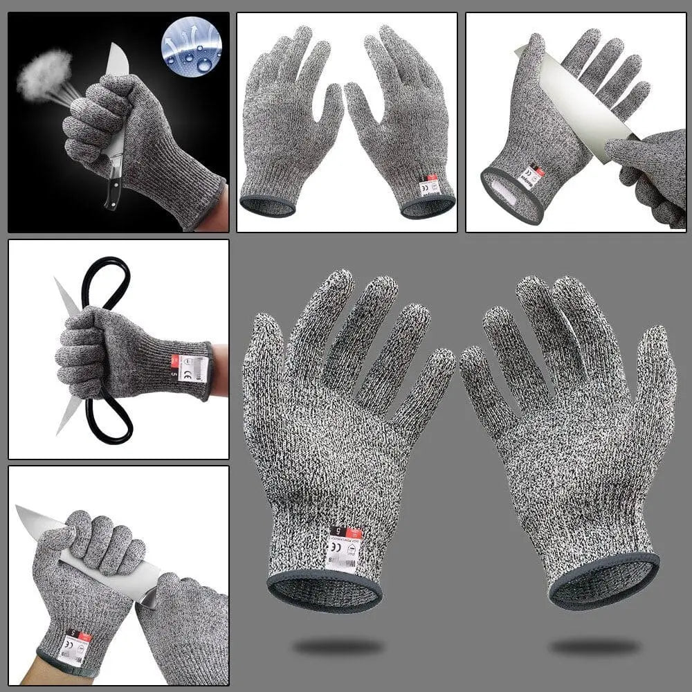Showlu HPPE Level 5 anti-cut safety gloves with high-strength protection for industrial, kitchen, and gardening tasks.