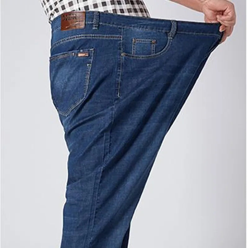 Stretch Jeans Men Elastic Denim Male Trousers  46 48 52 Plus Size Extra Large Loose Pants Blue Roupas Calca Masculina Modis Ropa