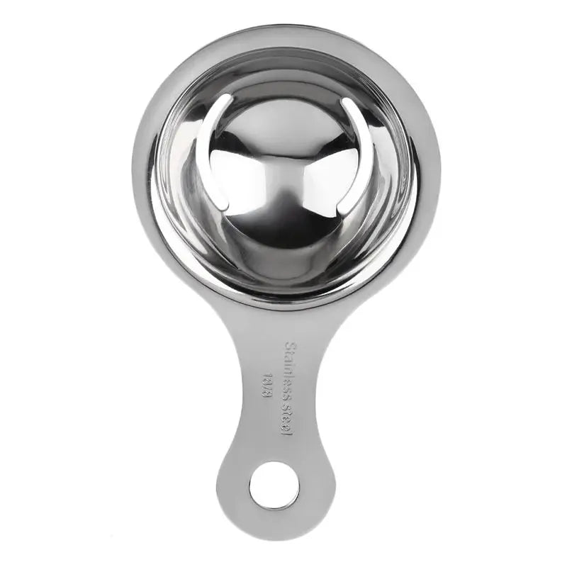 Showlu Smart General stainless steel egg white separator spoon with a sleek design and ergonomic handle for easy egg separation.