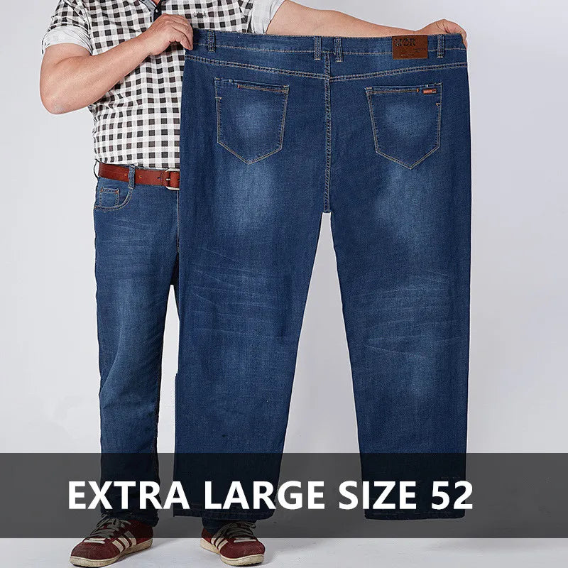 Stretch Jeans Men Elastic Denim Male Trousers  46 48 52 Plus Size Extra Large Loose Pants Blue Roupas Calca Masculina Modis Ropa