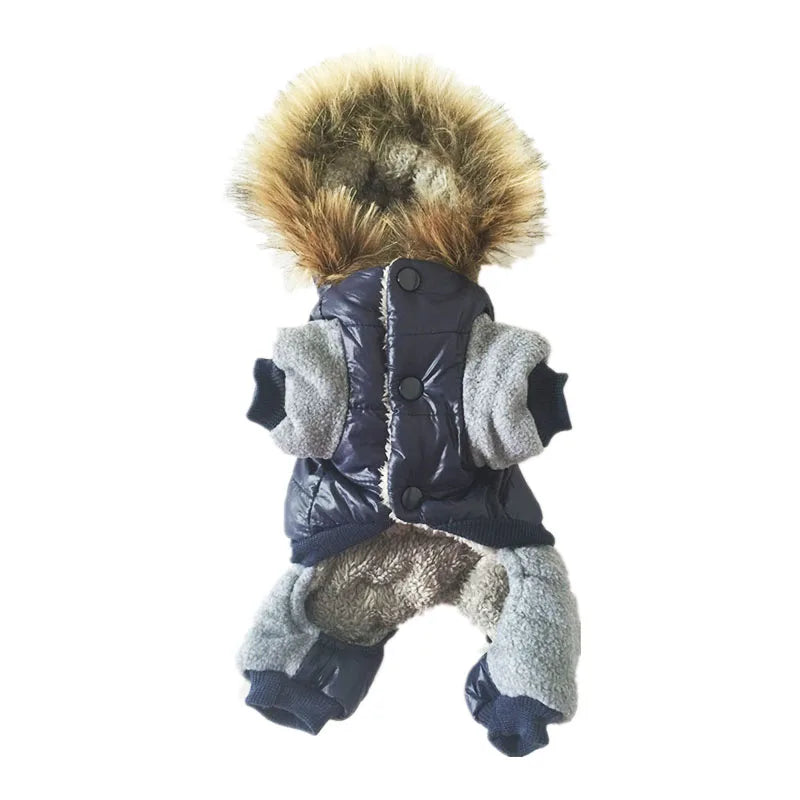 Showlu Fashion thickened fleece dog winter jacket with warm pet jumpsuit, featuring a cozy, insulated design for cold weather comfort.