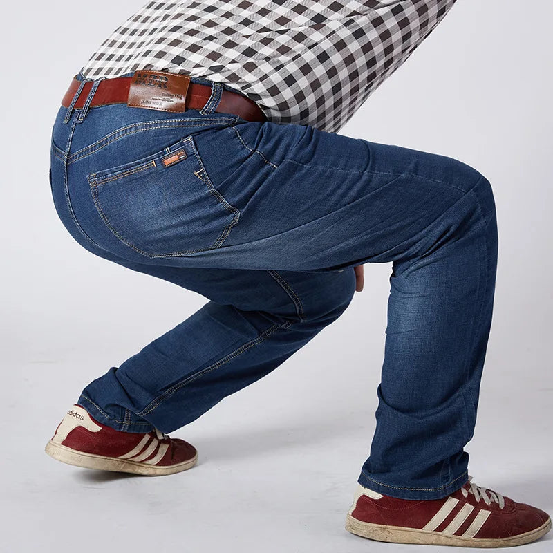 Stretch Jeans Men Elastic Denim Male Trousers  46 48 52 Plus Size Extra Large Loose Pants Blue Roupas Calca Masculina Modis Ropa
