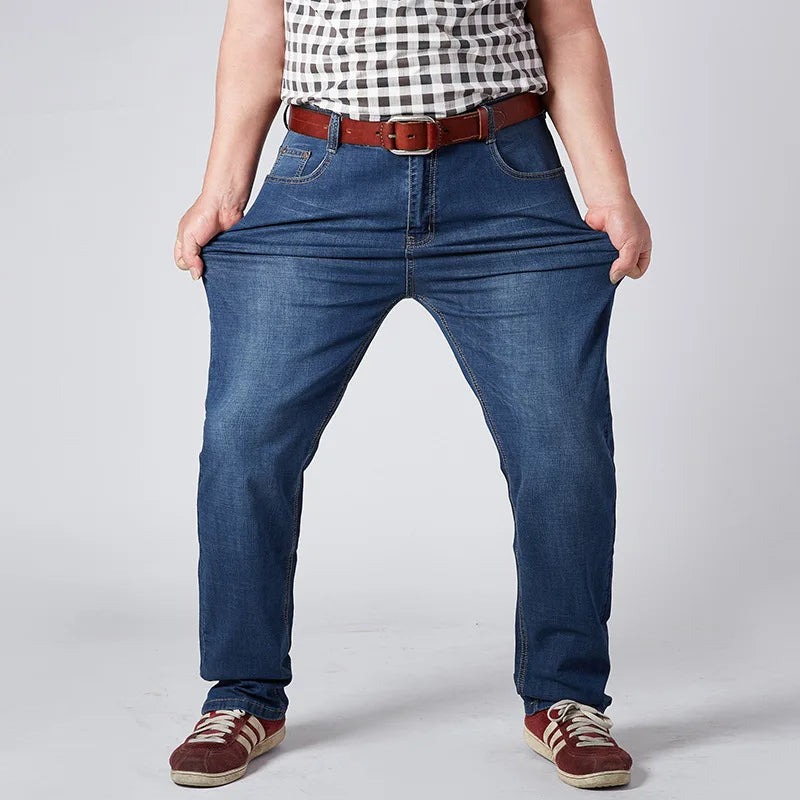 Stretch Jeans Men Elastic Denim Male Trousers  46 48 52 Plus Size Extra Large Loose Pants Blue Roupas Calca Masculina Modis Ropa