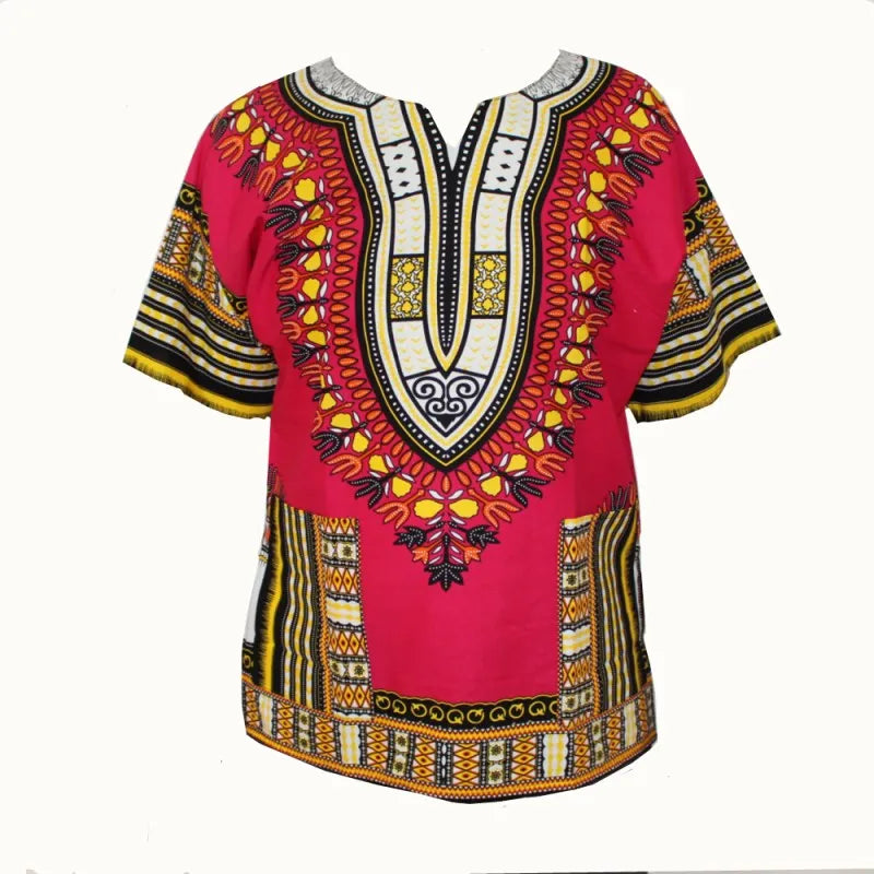 Colorful African dashiki dress with floral cotton print, featuring traditional patterns and vibrant design from SHOWLU FASHION STORE.