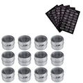 Set of magnetic stainless steel spice jars with lids, designed for kitchen storage by Showlu Smart General.