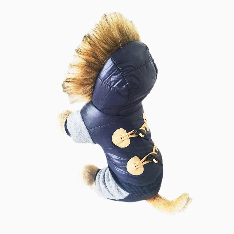 Showlu Fashion thickened fleece dog winter jacket with warm pet jumpsuit, featuring a cozy, insulated design for cold weather comfort.