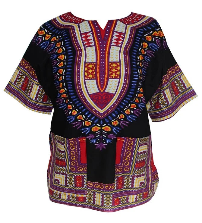 Floral African dashiki dress made of traditional cotton print, featuring vibrant patterns and colorful design by SHOWLU FASHION STORE.