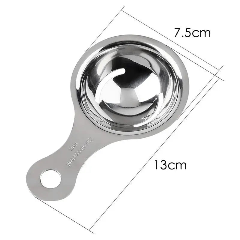 Showlu Smart General stainless steel egg white separator spoon with a sleek design and ergonomic handle for easy egg separation.