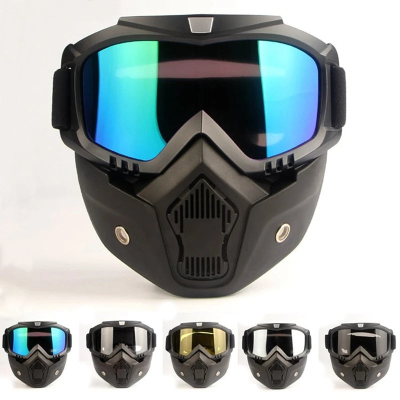 Showlu Fashion Store full face bicycle helmet with anti-fog mask, safety goggles, mouth filter, ideal for airsoft, paintball, and hunting.