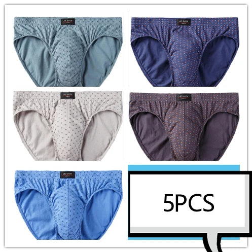 Showlu men's 100% cotton briefs in a 5-pack, solid knit underwear with a comfortable fit and simple design.