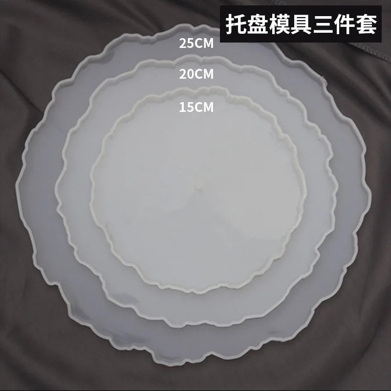 Three-layer fruit-shaped silicone mold for epoxy resin tea plates and cup pads, ideal for resin art and home decoration.