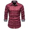 Men's plaid long sleeve casual shirt from Showlu Fashion Store, featuring a cotton blend fabric and a classic design.