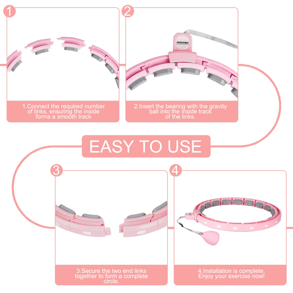 Showlu Fashion 18-link weighted infinity fitness hoop for plus size women, detachable sport hoop for waist exercise.