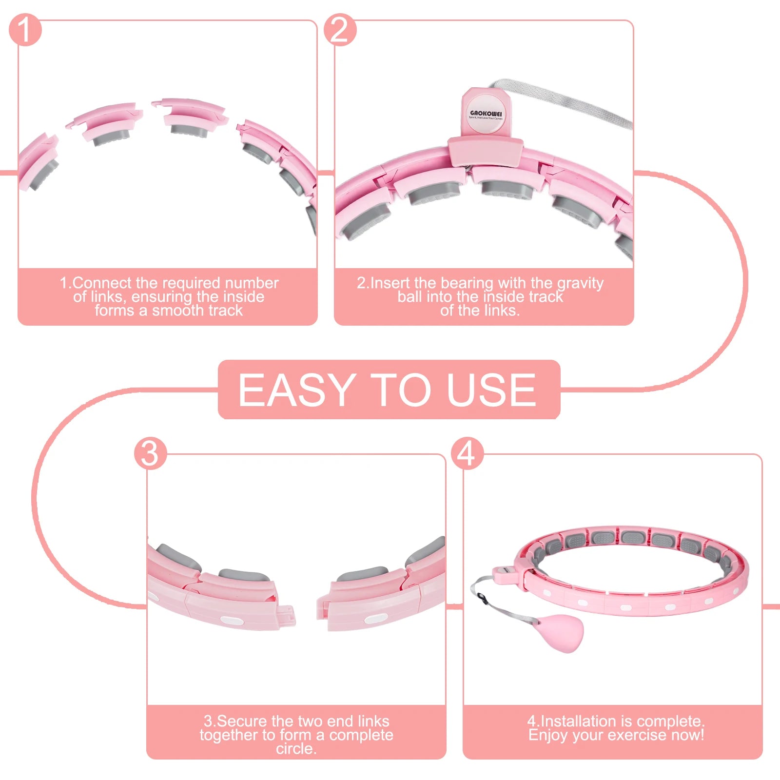 Showlu Fashion 18-link weighted infinity fitness hoop for plus size women, detachable sport hoop for waist exercise.
